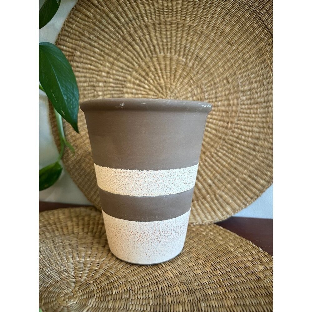 Bloom ceramics black, and white striped garden pot - Picture 1 of 11